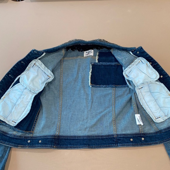 Anthropologie Holding Horses Embellished Beaded Denim Jacket Sz S - Picture 13 of 14